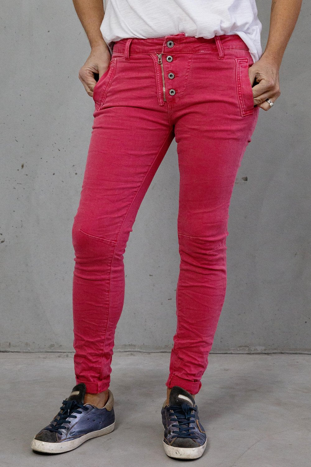 Various Colours Denim Button Jeans - Italian Star