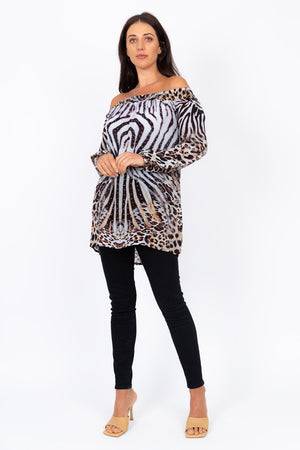 Solitaire Animal Print Top OS1193
