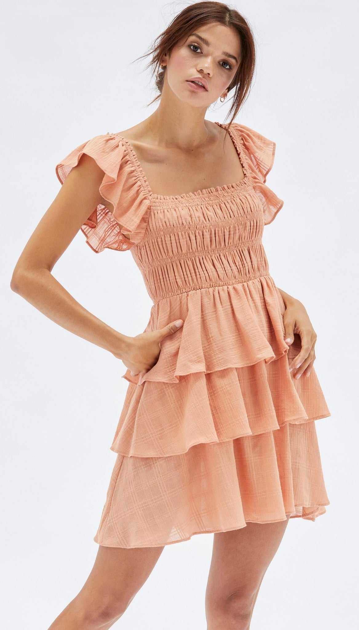 Mink Pink Liberation Mini Dress Apricot
