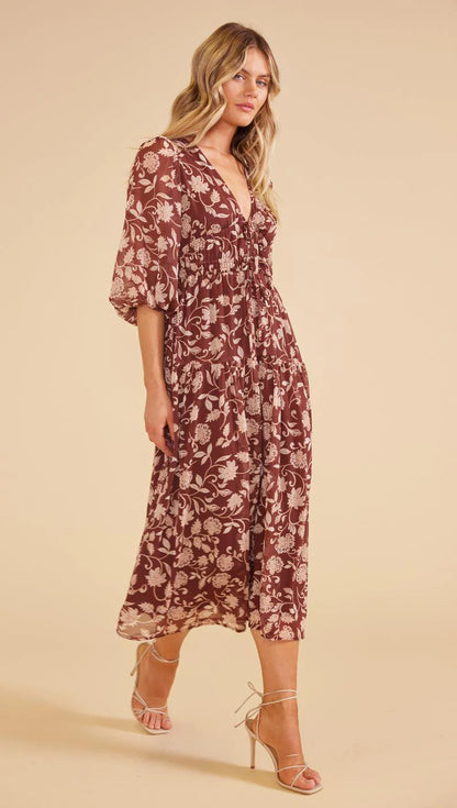 Minkpink Wren Midi Dress Chocolate