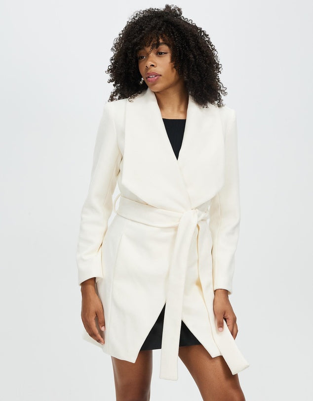 Honey and Beau Manhattan Collar Coat Off White