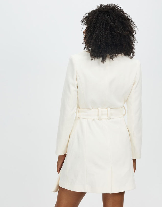 Honey and Beau Manhattan Collar Coat Off White