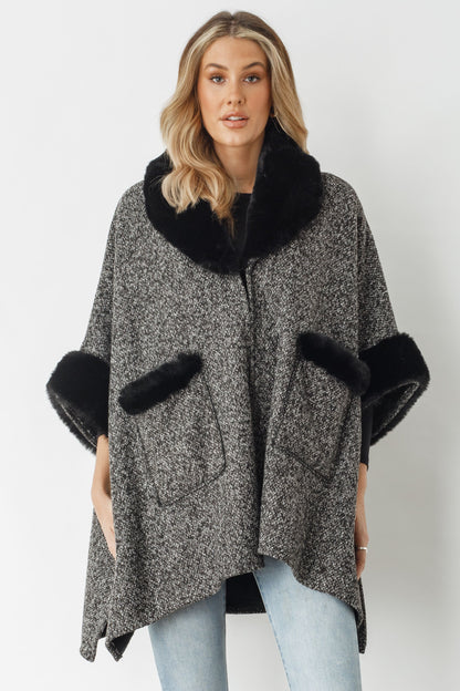 Holmes and Fallon Poncho Coat w/faux Fur