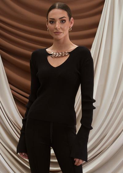 Ivory & Chain Alena Knit Top Blk