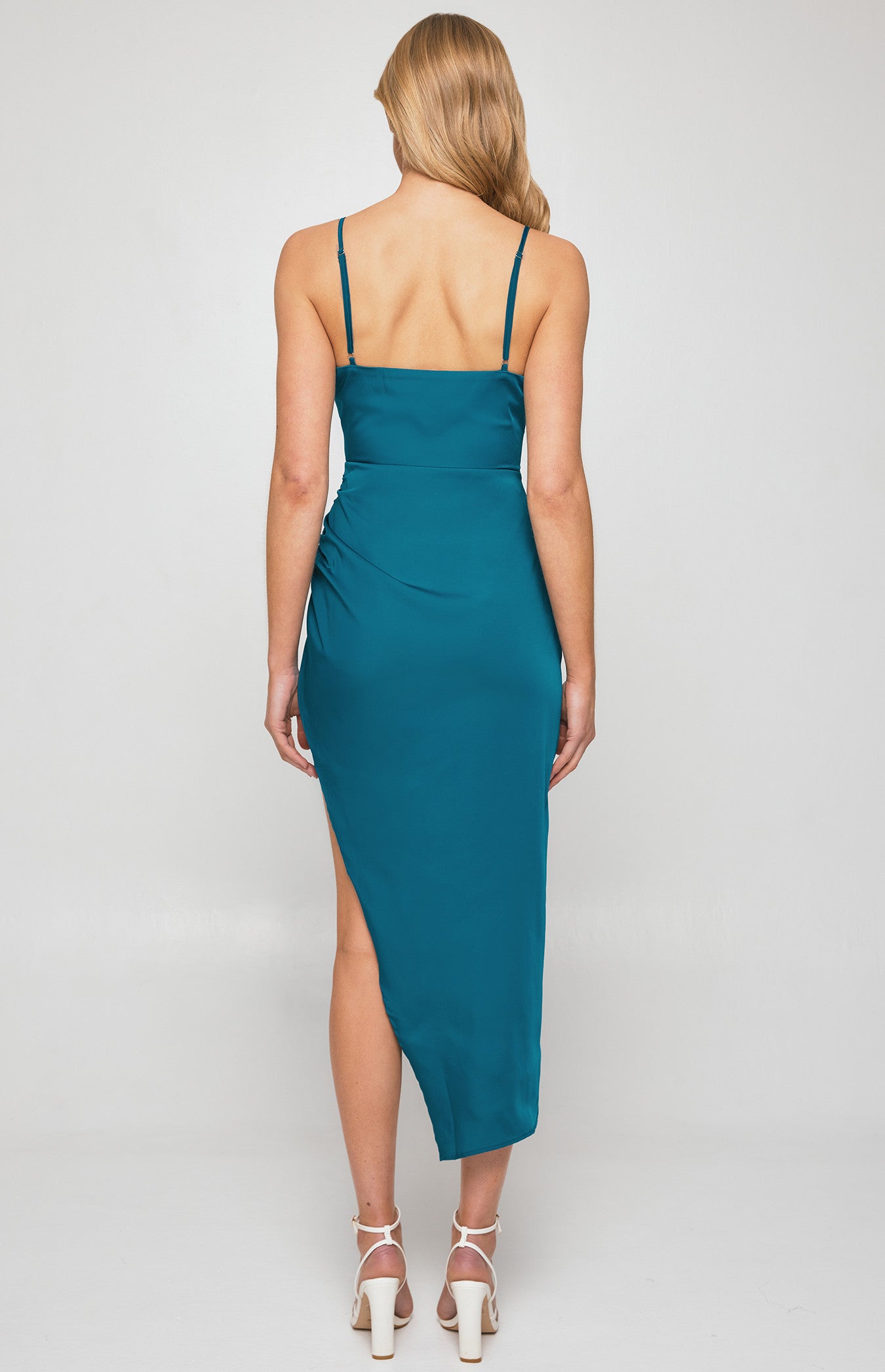 Style State Satin Midi Dress Blue SDR1090B