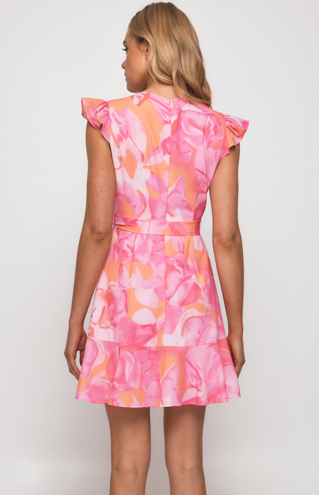 Style State Abstract Floral Dress Pink SDR1296B