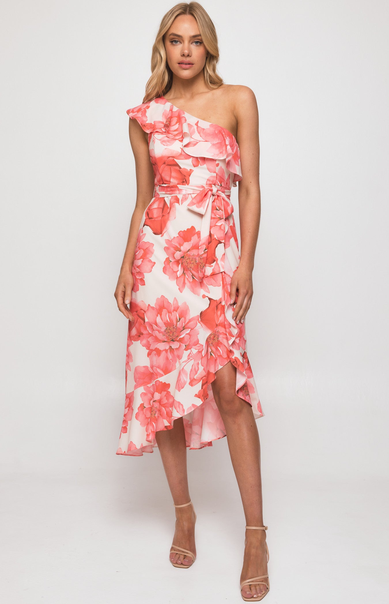 Style State One Shoulder Floral Midi