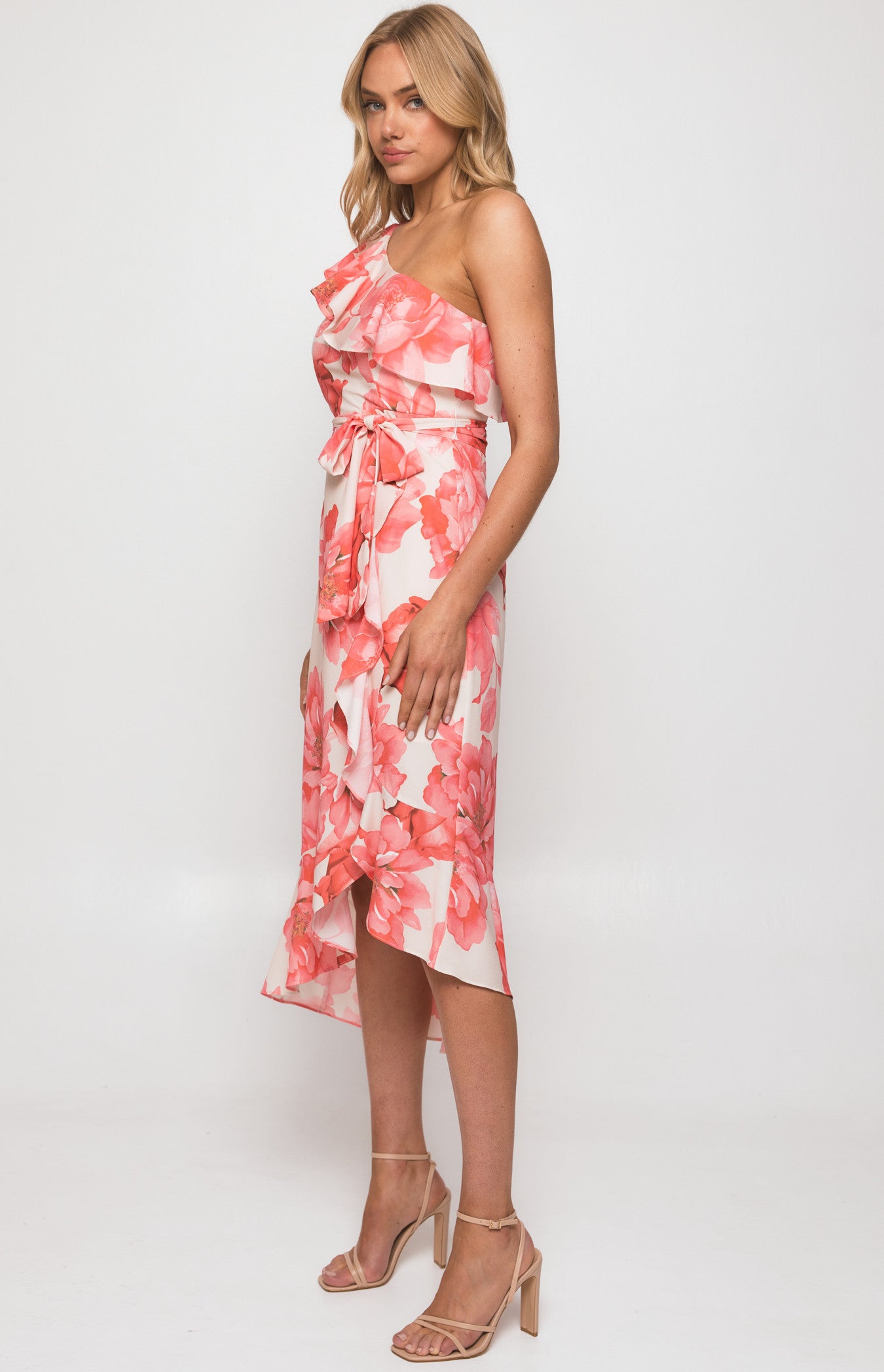 Style State One Shoulder Floral Midi