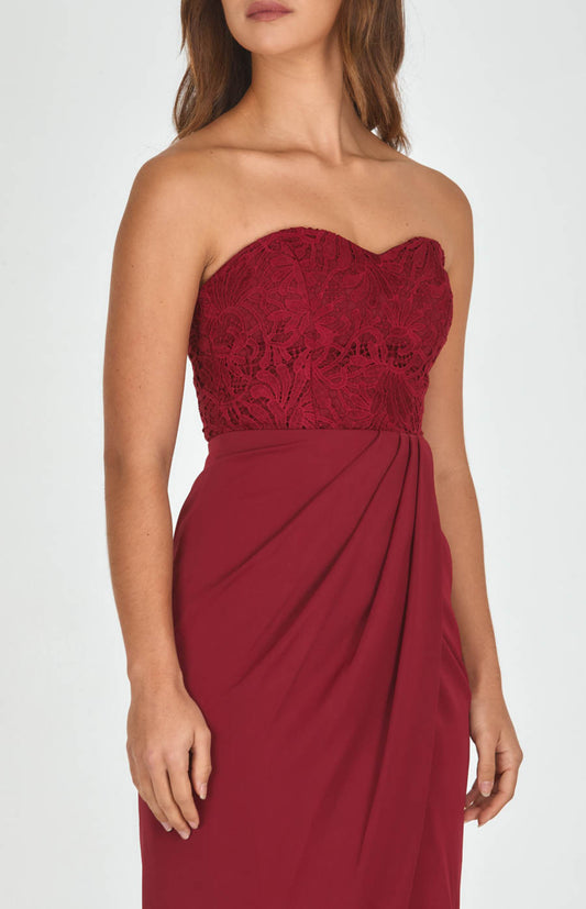 Style State Lace Bodice Dress - Wine - SDR501A