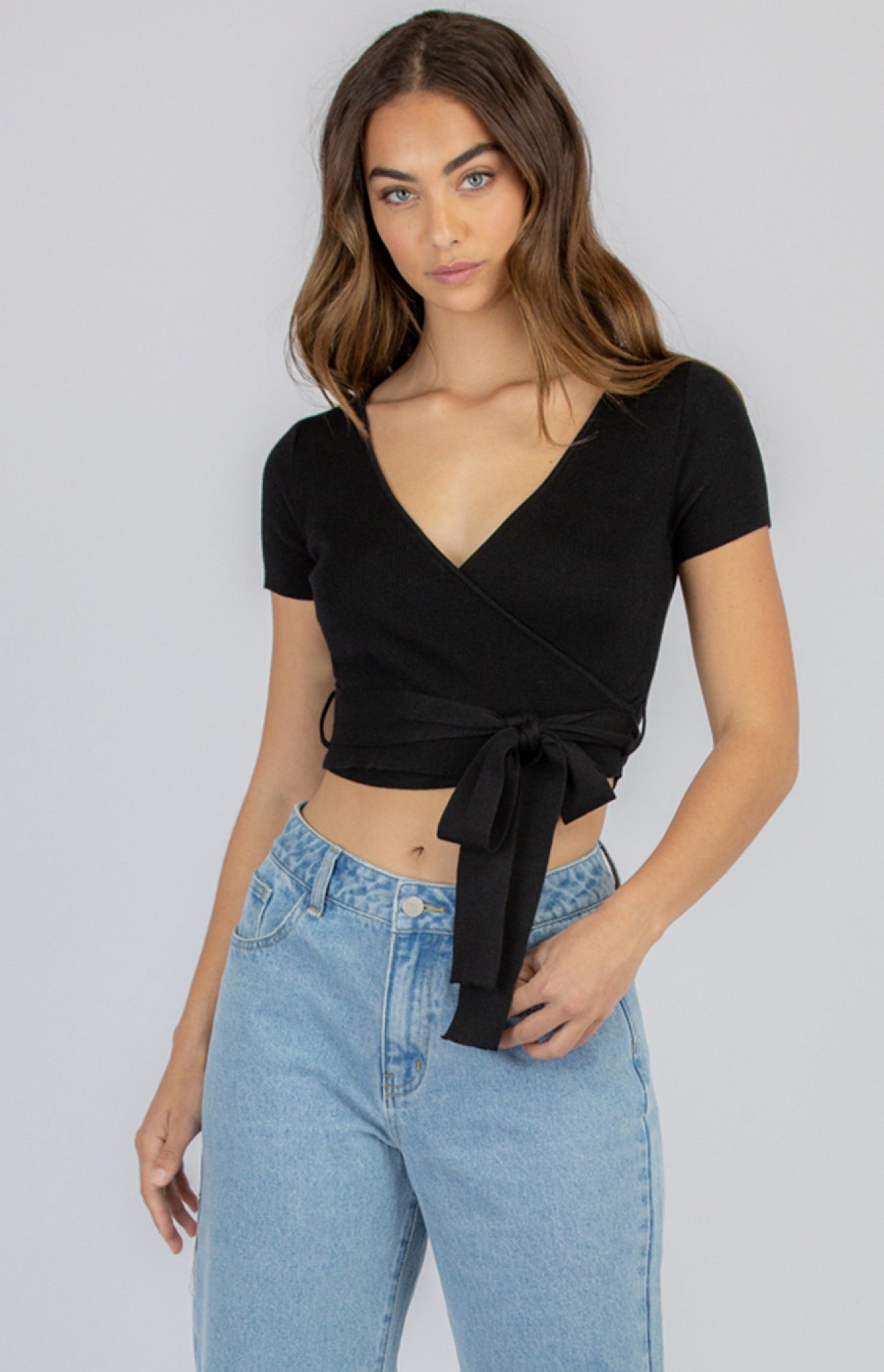 Style State Cross Front Knit Crop SKN424