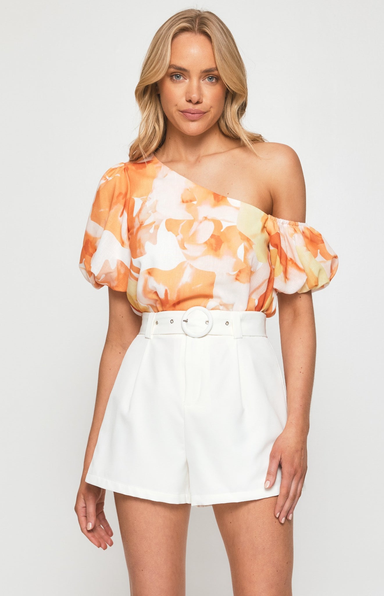 Style State Abstract Print Top - Orange  STO612A