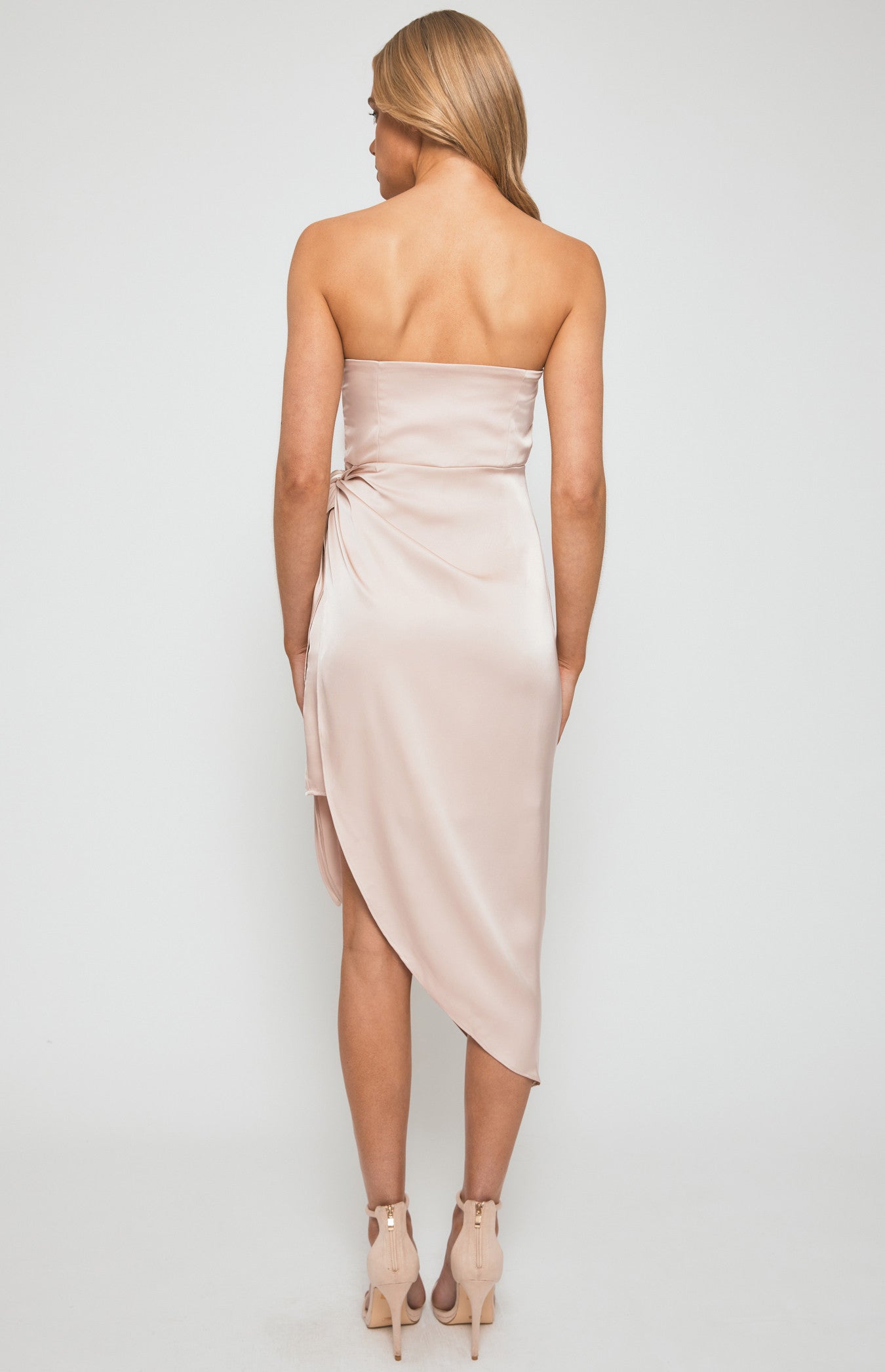 Winnie & Co Strapless Satin Dress - Champagne WDR479B