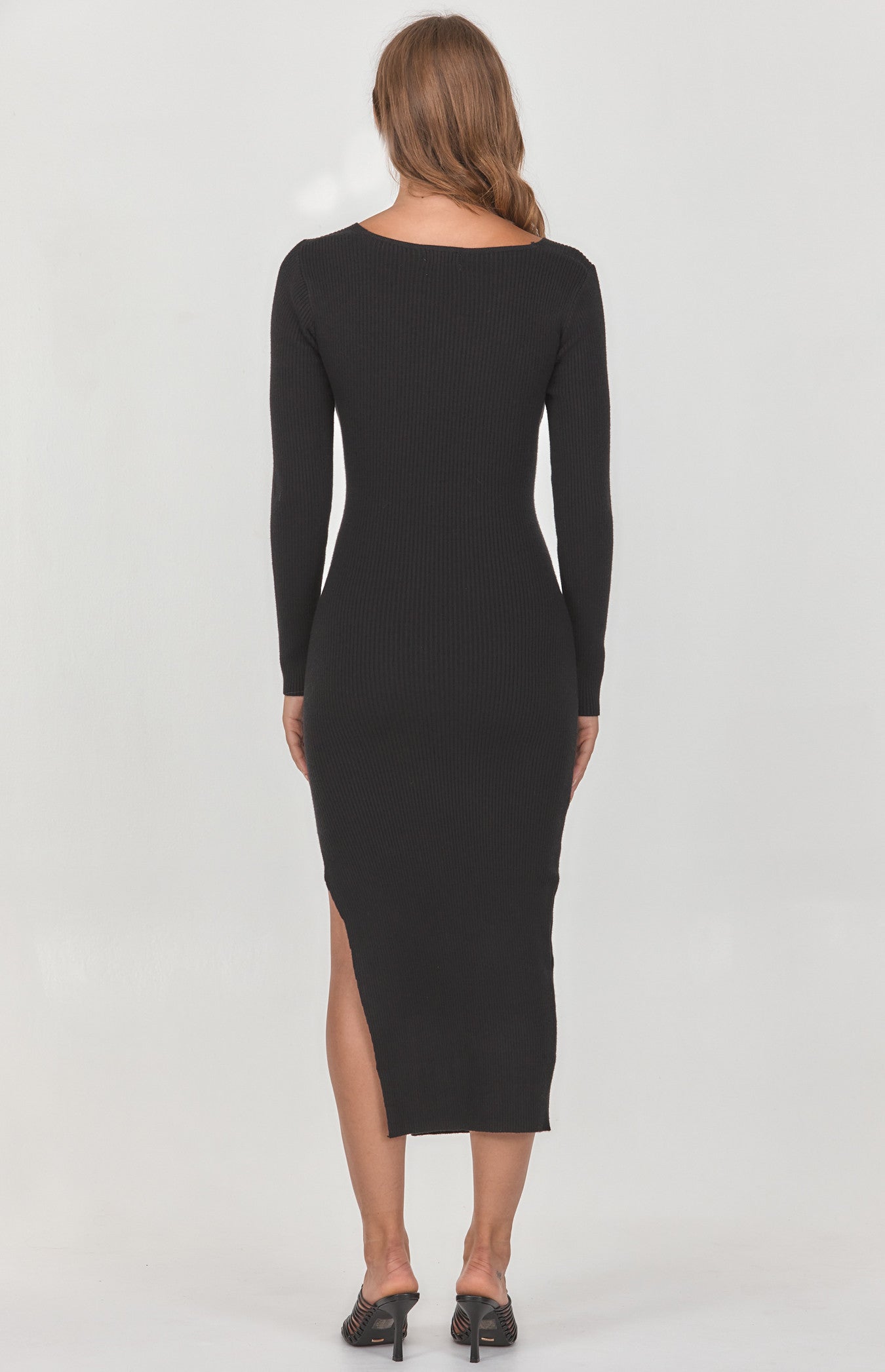 Style State Cross Front Cut out Knit Dress - Black WKN303