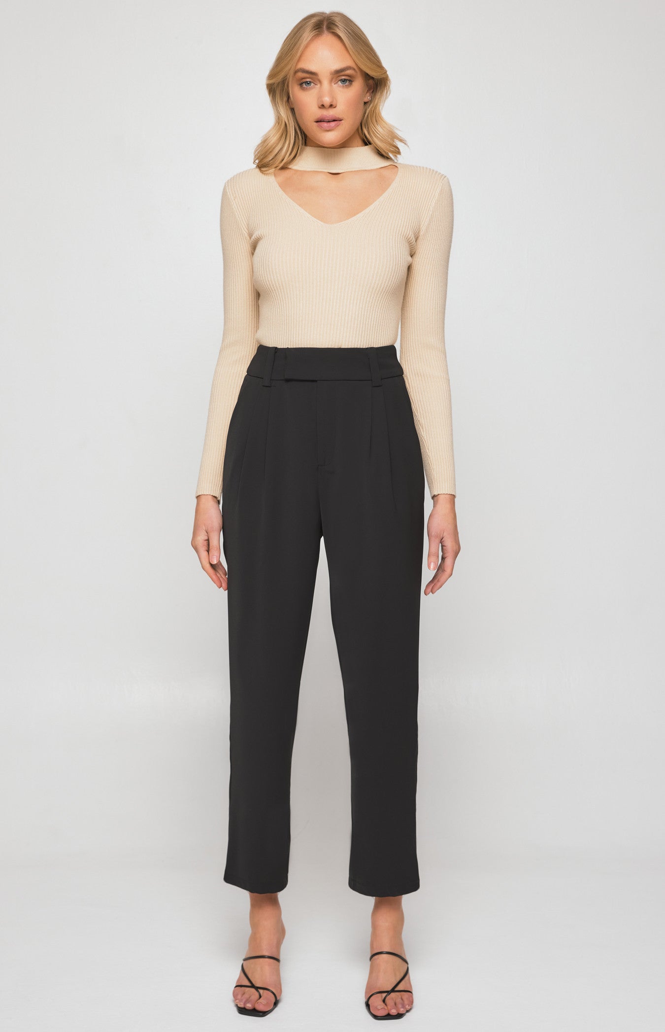 Winnie & Co High Waistband Tapered Pants - Black