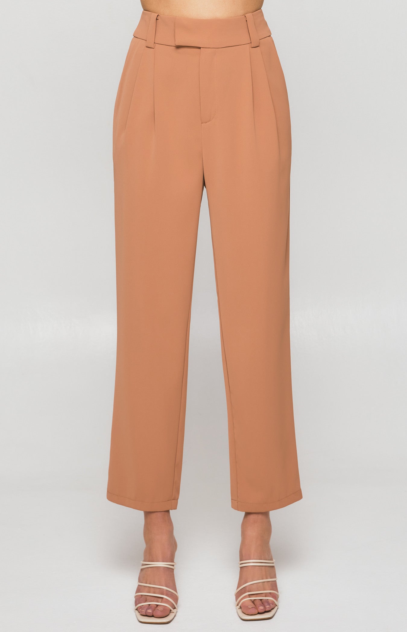 Winnie & Co High Waistband Tapered Pants - Mocha