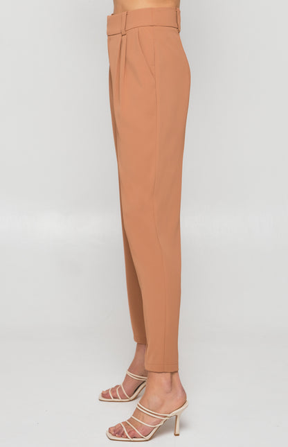 Winnie & Co High Waistband Tapered Pants - Mocha