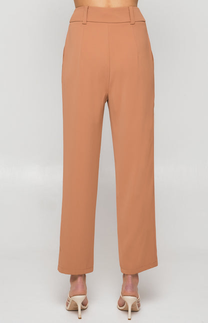 Winnie & Co High Waistband Tapered Pants - Mocha